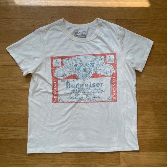 Budweiser Tops - Budweiser White Graphic T-Shirt, Women's Large